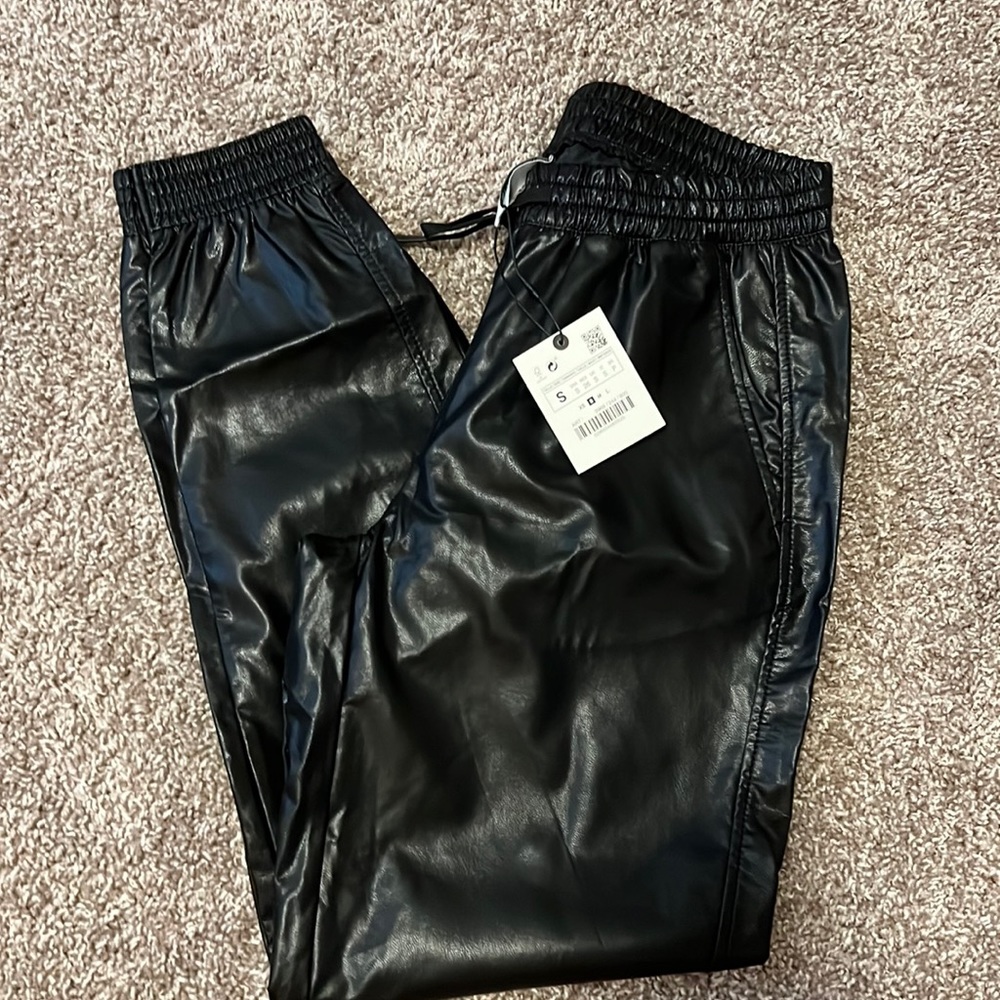 Faux leather joggers